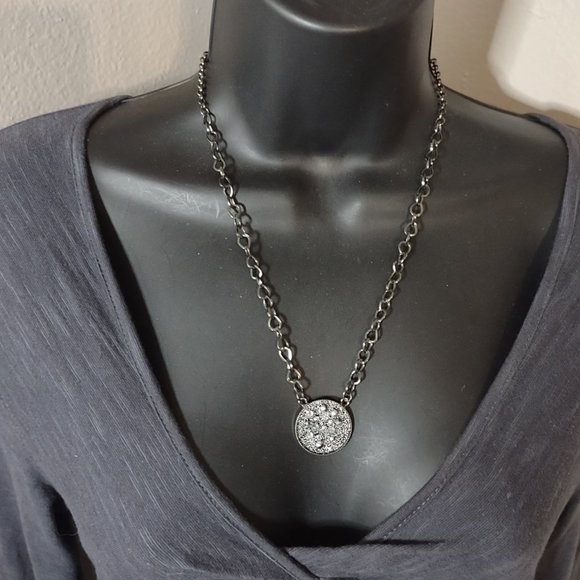 Round Black Pendant Necklace 20.5 Inches Long - Picture 2 of 8